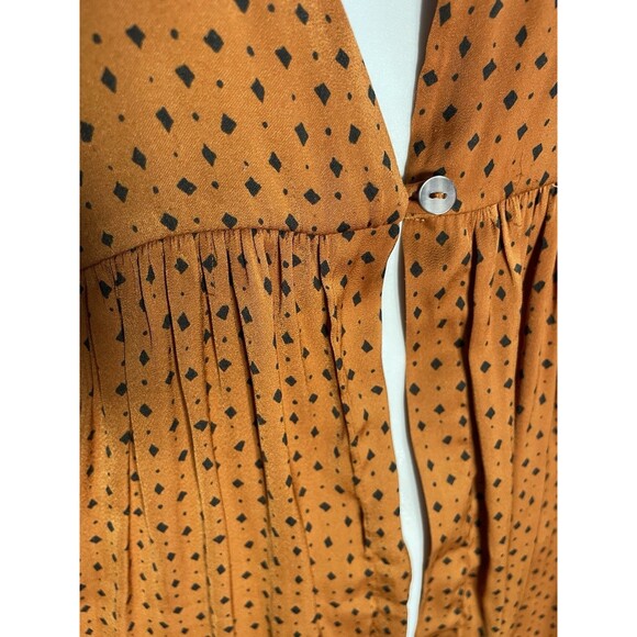 Free People Show Stoppin' Blouse Silk  Sepia Combo SZ M - Picture 11 of 16